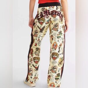 NWT Ed Hardy Y2K Womens Wearable Tattoo Art Track Pants Tiger Panther Skull Sz L